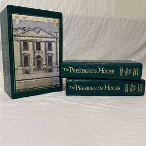 Vintage The President's House Decorative Book Set - Green with Gold Lettering